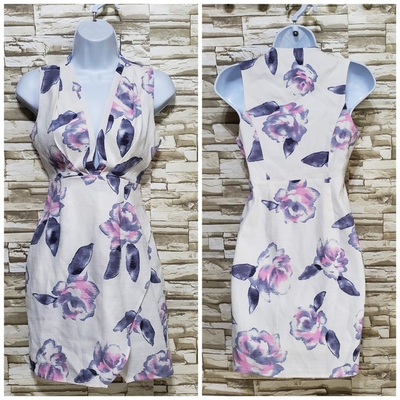 Tobi Floral Sleeveless Low Cut Mini Dress Sz XS - Picture 1 of 6
